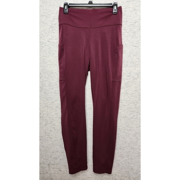 Burgundy High Waist Workout Leggings - Picture 1 of 5